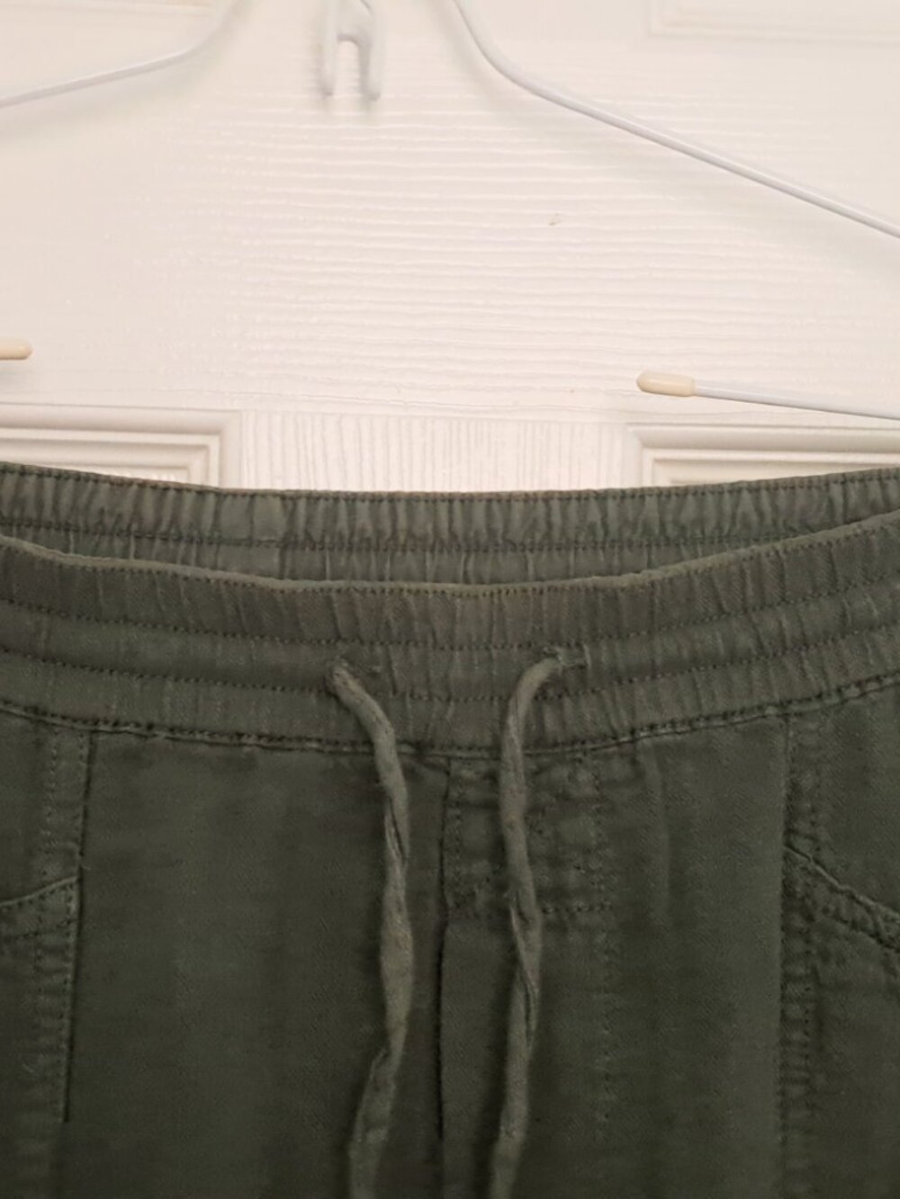 Free People Women’s Size L Linen Blend Khaki Green Cargo Pants lagenlook forest - Picture 5 of 10